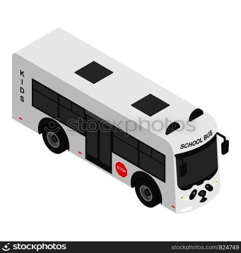 Panda school bus icon. Isometric of panda school bus vector icon for web design isolated on white background. Panda school bus icon, isometric style