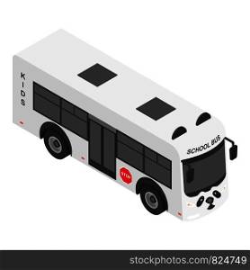 Panda school bus icon. Isometric of panda school bus vector icon for web design isolated on white background. Panda school bus icon, isometric style