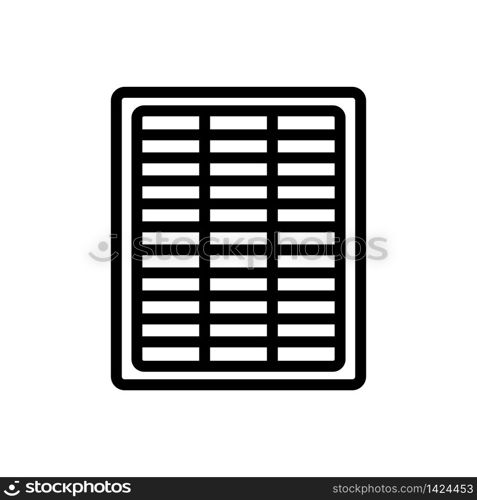 panel cleaning filter icon vector. panel cleaning filter sign. isolated contour symbol illustration. panel cleaning filter icon vector outline illustration