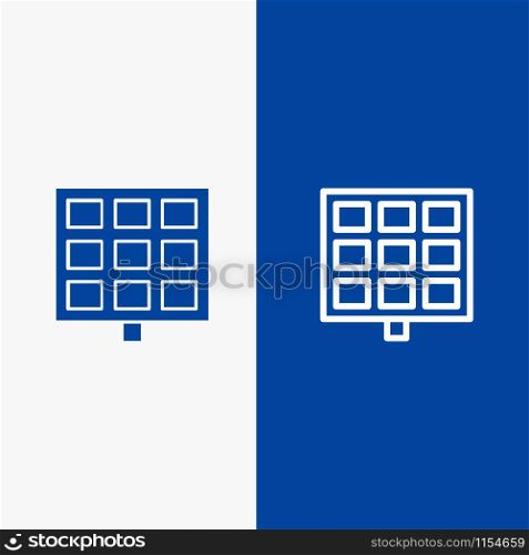 Panel, Solar, Construction Line and Glyph Solid icon Blue banner Line and Glyph Solid icon Blue banner