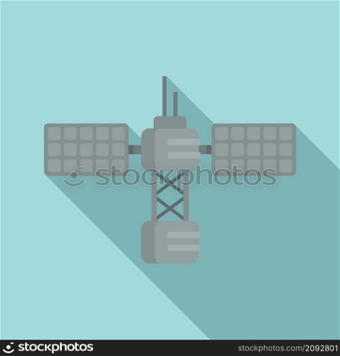 Panel space station icon flat vector. Satellite spaceship. International space station. Panel space station icon flat vector. Satellite spaceship