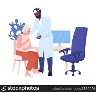 Panic attack at medical appointment semi flat color vector characters. Posing figure. Full body people on white. Simple cartoon style illustration for web graphic design and animation. Panic attack at medical appointment semi flat color vector characters