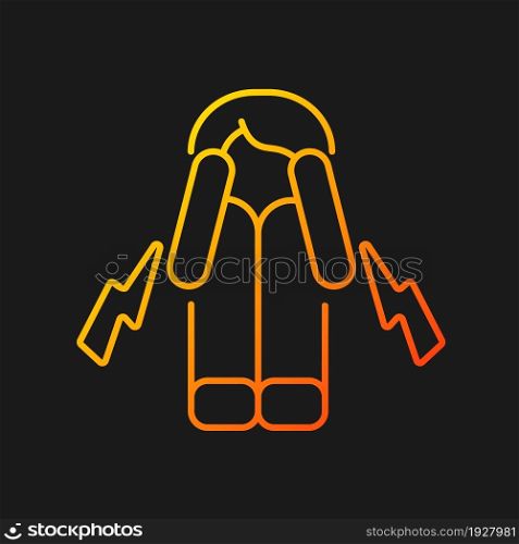 Panic attack gradient vector icon for dark theme. Mental disorder. Anxiety and fear. Psychological problem. Thin line color symbol. Modern style pictogram. Vector isolated outline drawing. Panic attack gradient vector icon for dark theme