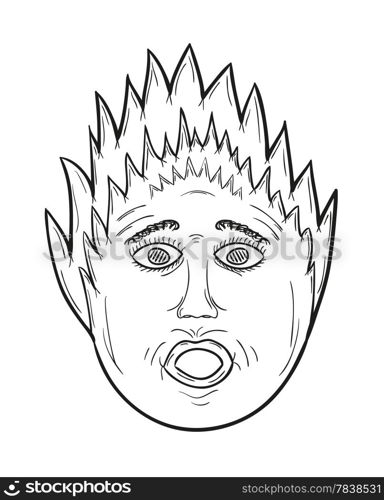 panic face. sketch of the panic face on the white background, isolated