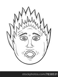 panic face. sketch of the panic face on the white background, isolated
