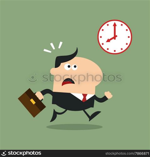 Panic Manager Running Past A Clock Modern Flat Design