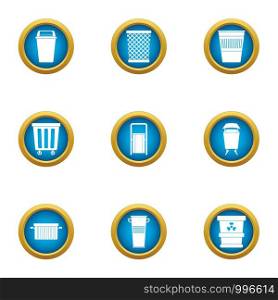 Pannier icons set. Flat set of 9 pannier vector icons for web isolated on white background. Pannier icons set, flat style
