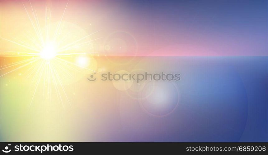 panorama twilight blurred gradient abstract background. colorful sea and sky with sunlight rays backdrop. vector illustration for your graphic design, banner or poster
