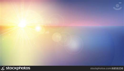 panorama twilight blurred gradient abstract background. colorful sea and sky with sunlight rays backdrop. vector illustration for your graphic design, banner or poster