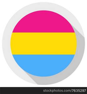 Pansexuality pride flag, round shape icon on white background