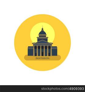 Pantheon. Paris. France. Round icon. Vector illustration.
