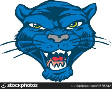 Panther Mascot Head Growl Vector Illustration
