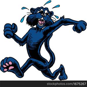 Panther Mascot Running Scared Vector Illustration