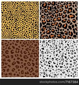 Panther skin. Leopard pattern or jaguar print set, spotted cat fur patterns vector illustration. Spotted cat fur patterns