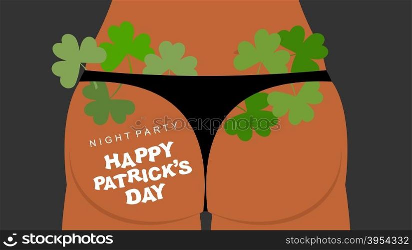 Panties and clover. Many green plants in underwear. Womens panties and shamrocks. Stripper clothes. St. Patrick&rsquo;s Day party. Clover pay with stripper&#xA;