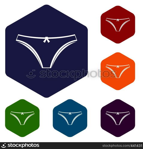 Panties icons set hexagon isolated vector illustration. Panties icons set hexagon