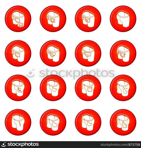 Pants pockets design icons set vector red circle isolated on white background . Pants pockets design icons set red vector