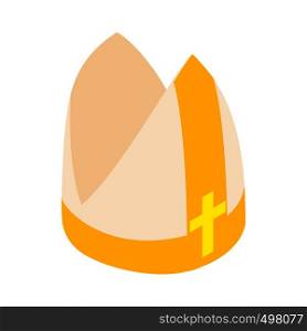 Papal tiara, hat with cross icon in isometric 3d style on a white background. Papal tiara, hat with cross icon, isometric 3d