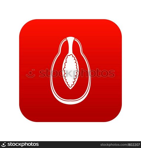Papaya fruit icon digital red for any design isolated on white vector illustration. Papaya fruit icon digital red