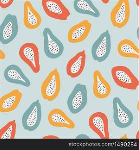 Papaya fruits. Hand drawn abstract seamless pattern. Vector illustration. Papaya fruits. Hand drawn abstract seamless pattern. Vector