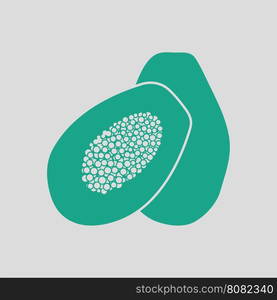 Papaya icon. Gray background with green. Vector illustration.