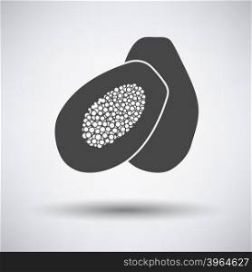 Papaya icon on gray background with round shadow. Vector illustration.