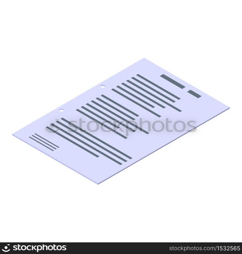 Paper after hole puncher icon. Isometric of paper after hole puncher vector icon for web design isolated on white background. Paper after hole puncher icon, isometric style