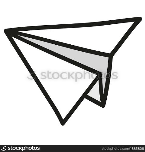 paper airplane doodle icon. vector illustration of cartoon doodle sticker draw