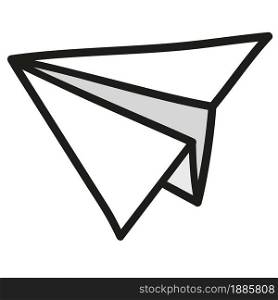 paper airplane doodle icon. vector illustration of cartoon doodle sticker draw