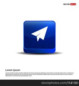 Paper airplane icon - 3d Blue Button.