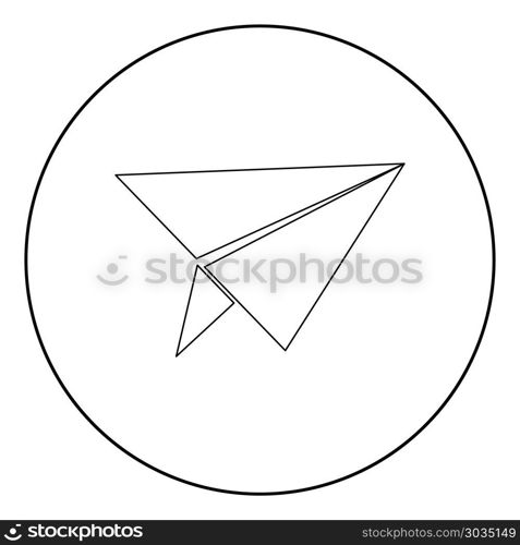 Paper airplane icon black color in circle or round vector illustration