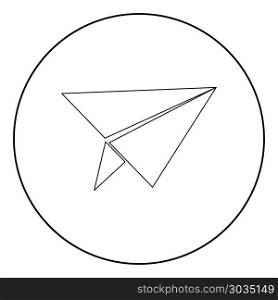 Paper airplane icon black color in circle or round vector illustration