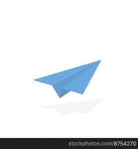 Paper airplane. Origami style. Airplane with shadow. Vector illustration