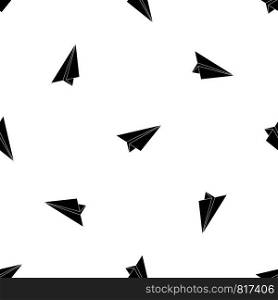 Paper airplane pattern repeat seamless in black color for any design. Vector geometric illustration. Paper airplane pattern seamless black