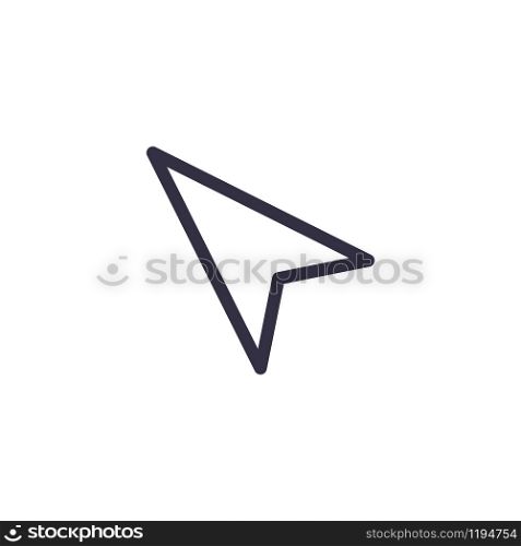 Paper airplane, Send message, pin location for navigation, arrow cursor pointer icon. Vector outline illustration