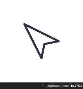 Paper airplane, Send message, pin location for navigation, arrow cursor pointer icon. Vector outline illustration