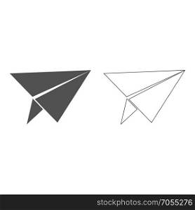 Paper airplane set icon .