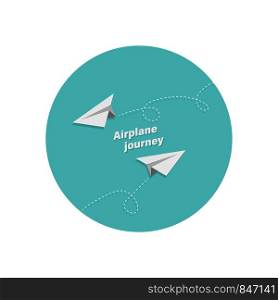 Paper airplanes in circle with words airplane journey