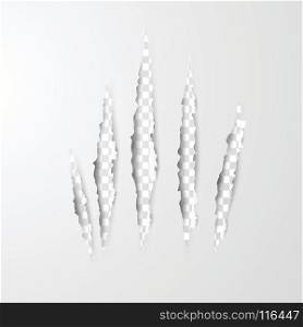 Paper art and craft of Claws scratches isolated on transparent background.vector illustration