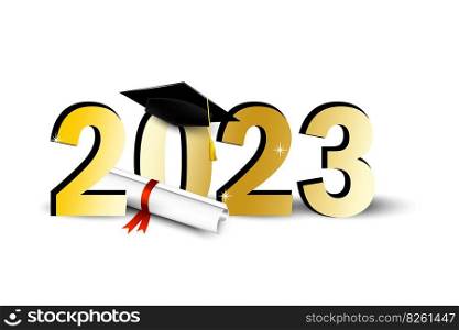 Paper art graduation of students 2023. Congratulations text. Vector illustration. EPS 10.. Paper art graduation of students 2023. Congratulations text. Vector illustration.