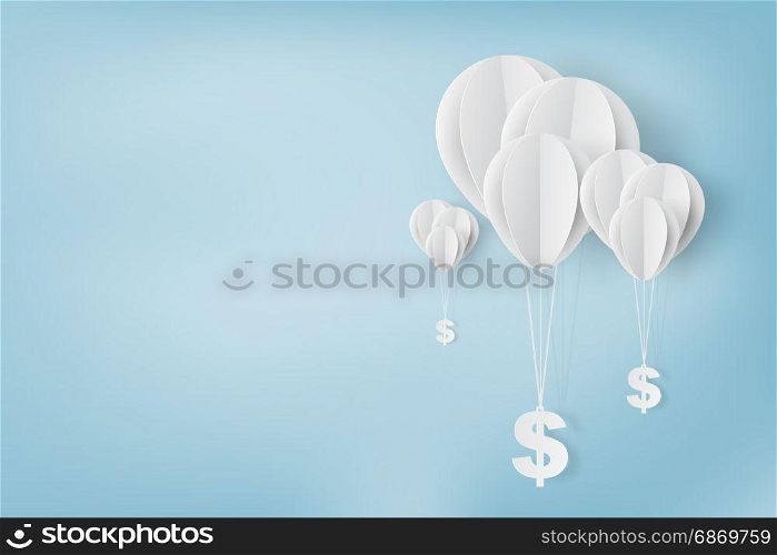 Paper art of , balloon with dollar sign on,business and management concept and idea,vector