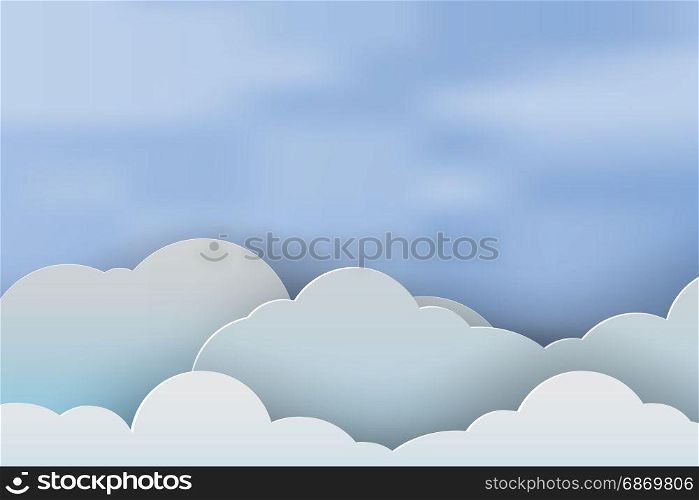 Paper art of cloudscape beautiful with blue sky background,vector