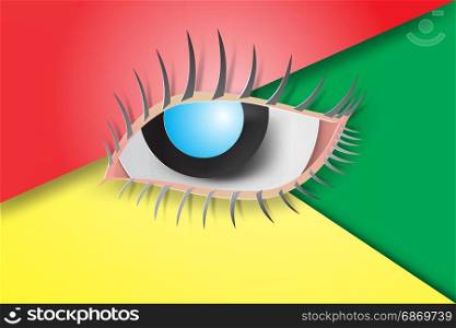 paper art of Eyes blue with colorful background,vector