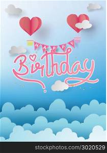 Paper art of Happy birthday elements background vector design for greetings card, flyers, invitation, posters, brochure, banners, calendar,characters,love,gift.