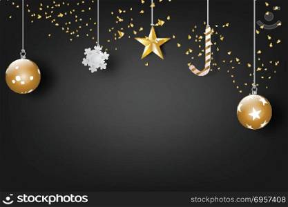 Paper art of merry christmas and happy new year 2019 with black . Paper art of merry christmas and happy new year 2019 with black tone color background Vector Design for greeting cards, flyers, invitations, posters, brochures, banners, calendars,gift. Paper art of merry christmas and happy new year 2019 with black tone color background Vector Design for greeting cards, flyers, invitations, posters, brochures, banners, calendars,gift