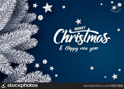 Paper art of Merry Christmas and happy new year, vector art and illustration.