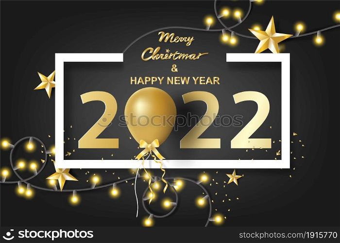 Paper art of Merry Christmas background. Merry Christmas and happy new year 2022 with black tone color background Design for greeting cards, invitations, posters, brochures, banners, calendars,gift