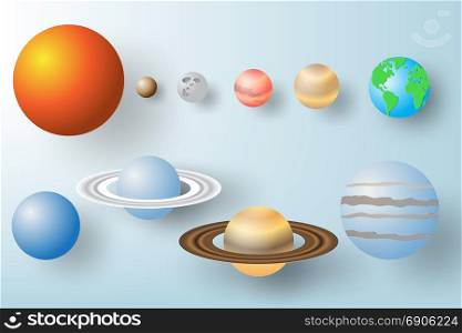 Paper art of Planet with Solar system background vector illustration