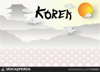 Paper art of Welcome to South Korea's travel and landmark ,Beautiful of Korea background.vector illustration