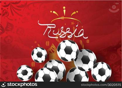 Paper art of world Russian red Soccer 2018 with modern and traditional elements, Vector Design for background,greeting cards, flyers, invitations, posters, brochures, banners,calendars, wallpape, trend